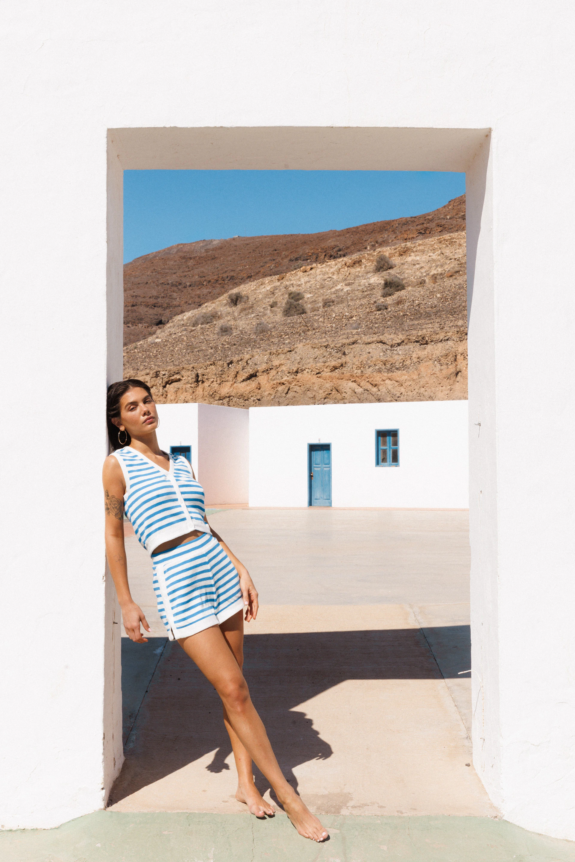 Top Short Crique ombragée Rayure Océane