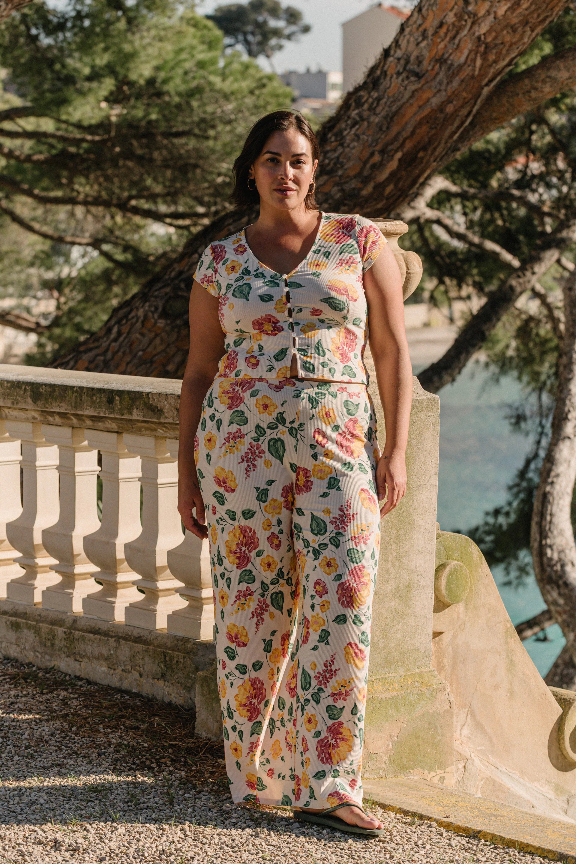 Top et Pantalon Croquer l'été Imprimé pivoines