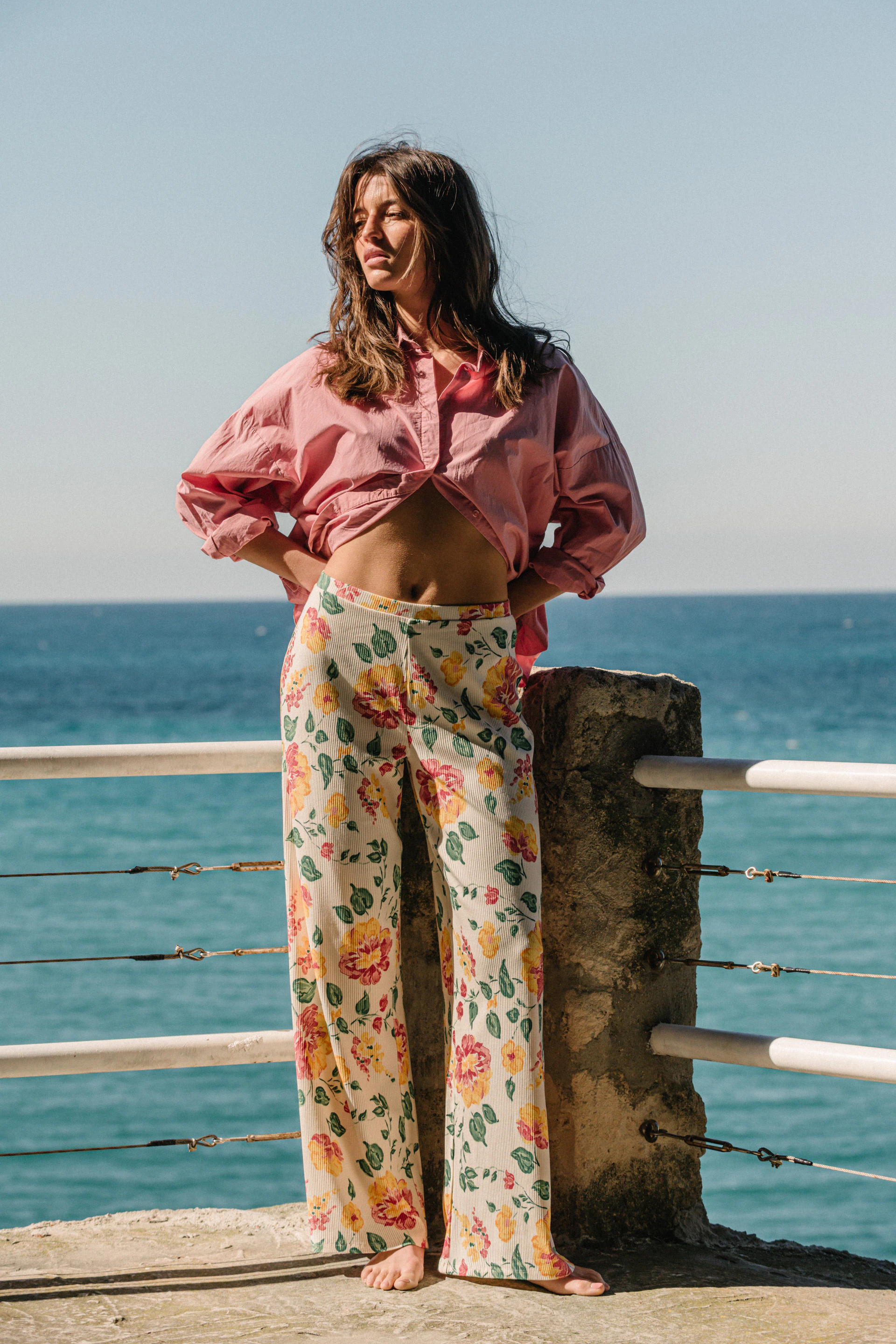 Pantalon Croquer l'été Imprimé pivoines