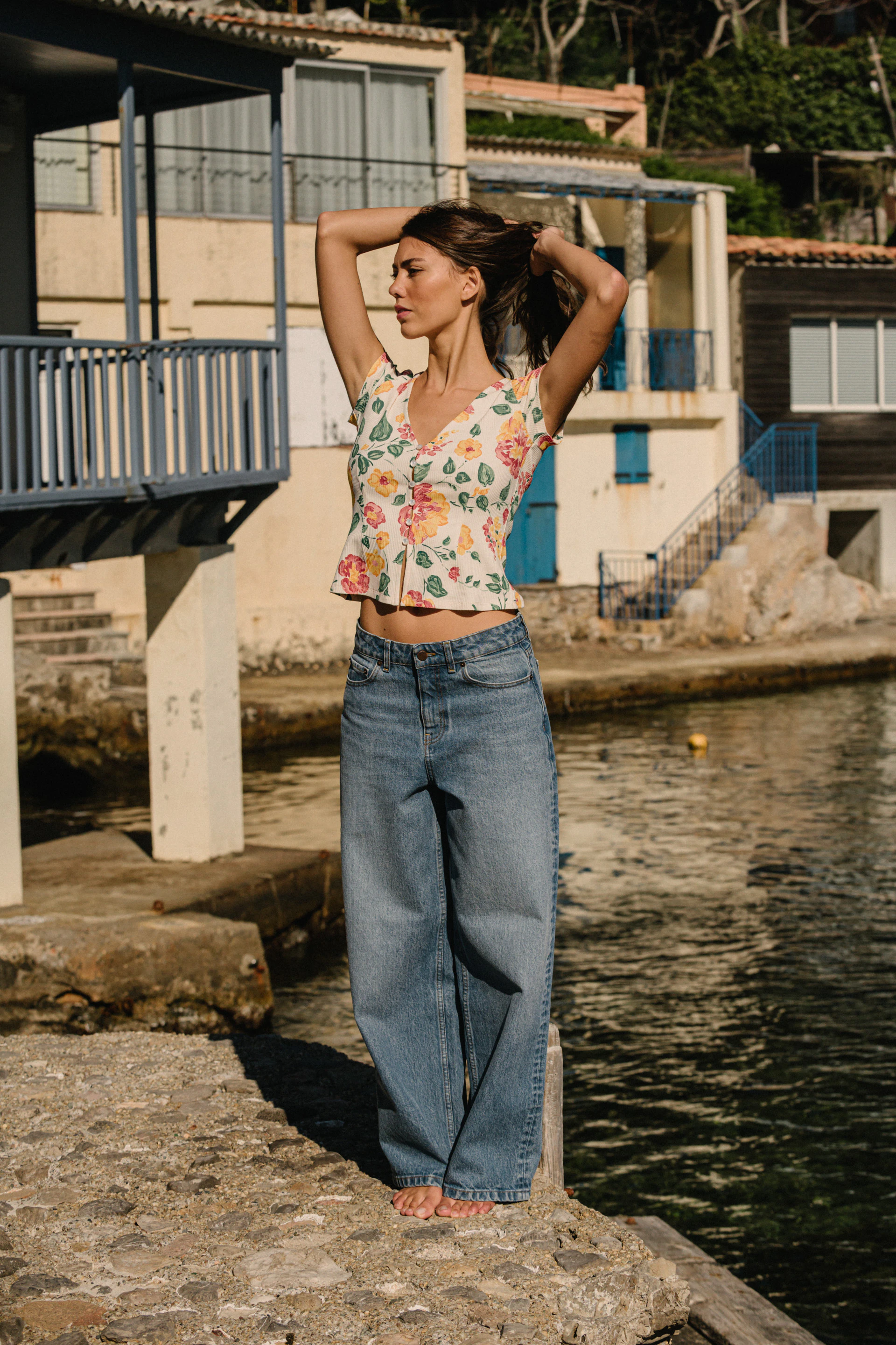 Top Croquer l'été Imprimé pivoines