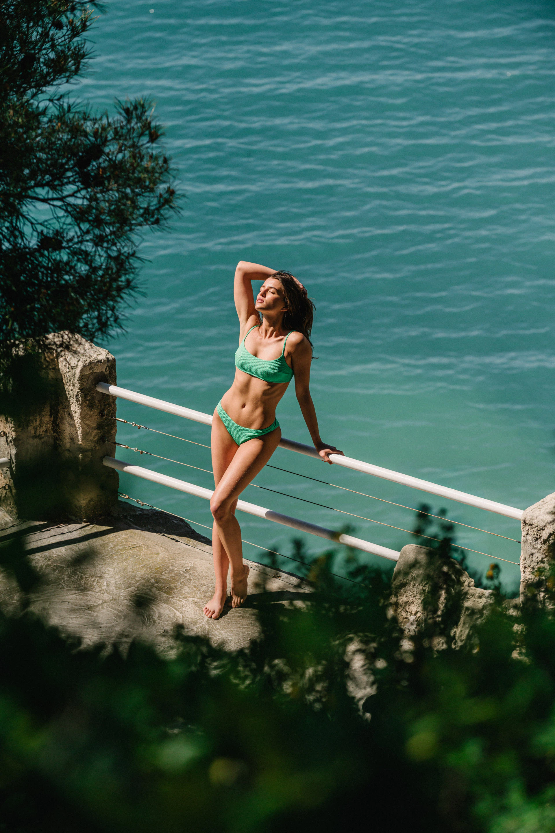 Brassière et Culotte Sable doré Vert menthe