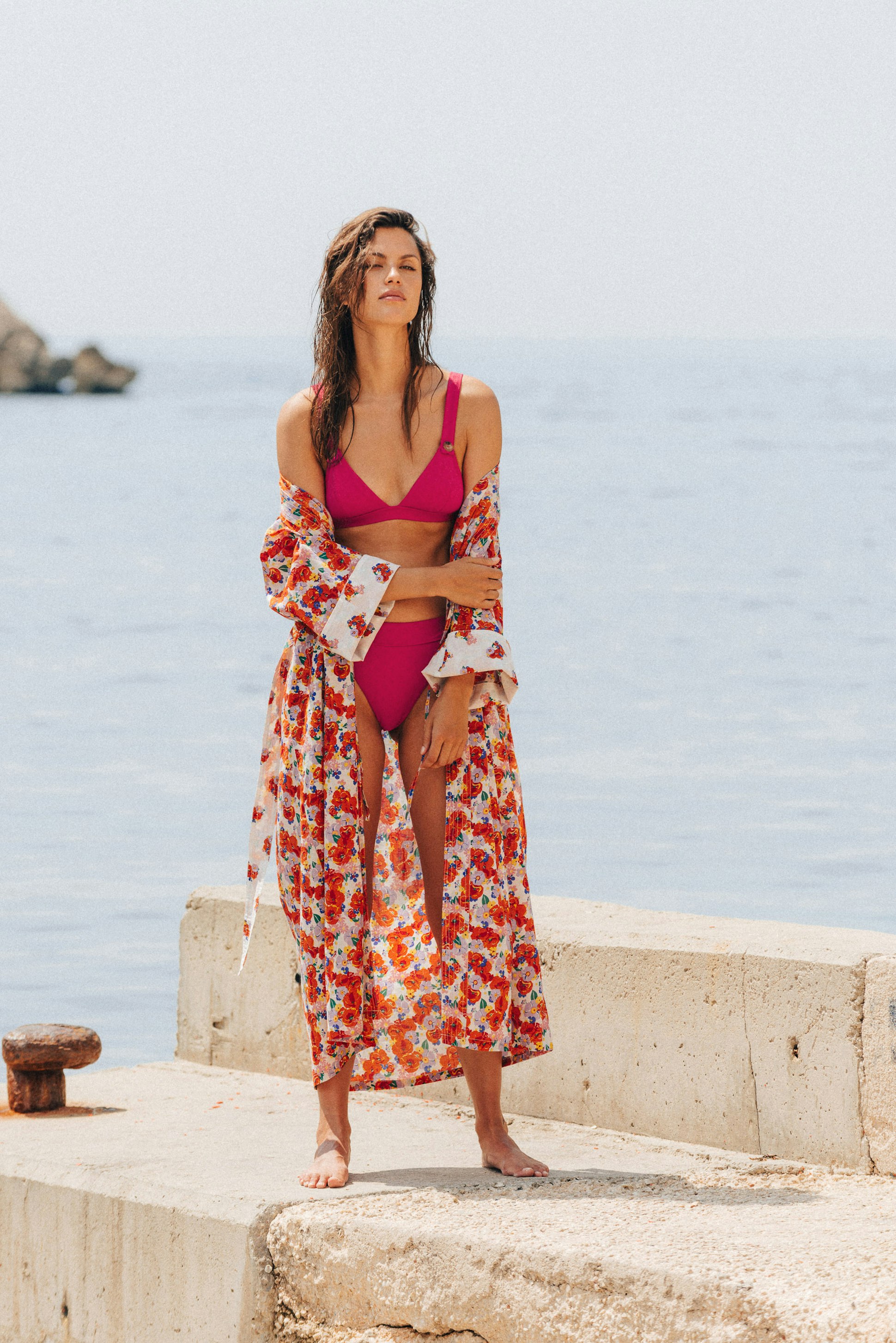 ysé triangle culotte high leg cabine secrète rose fuchsia kimono la grande évasion imprimé fleur du jour 