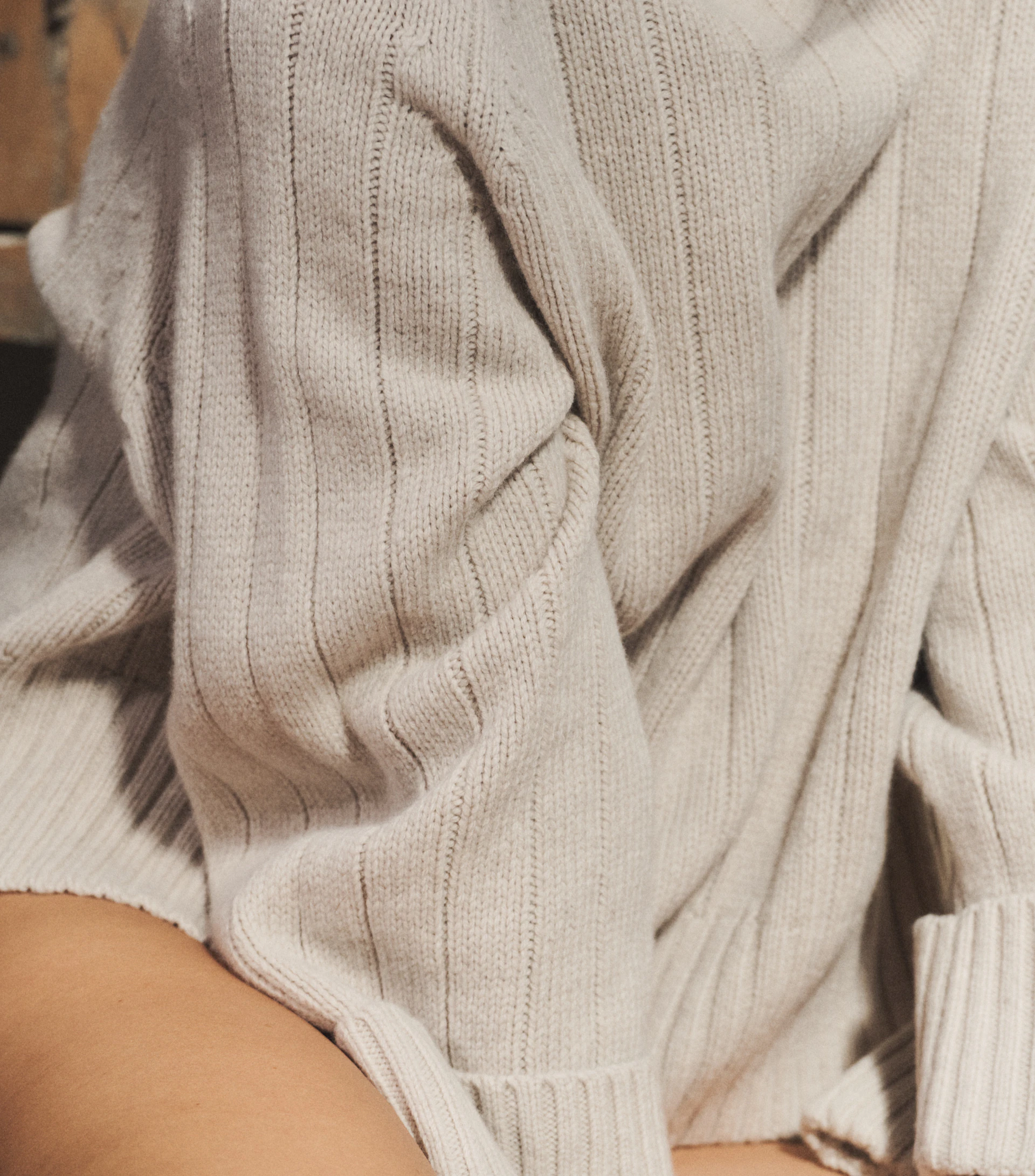 Pull col roulé À la faveur de l'hiver Beige chiné clair