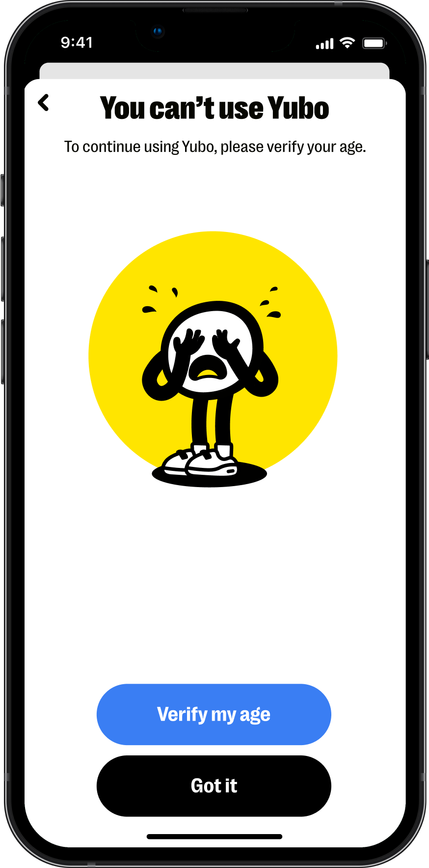 Yubo - Blocked account following a failed age verification