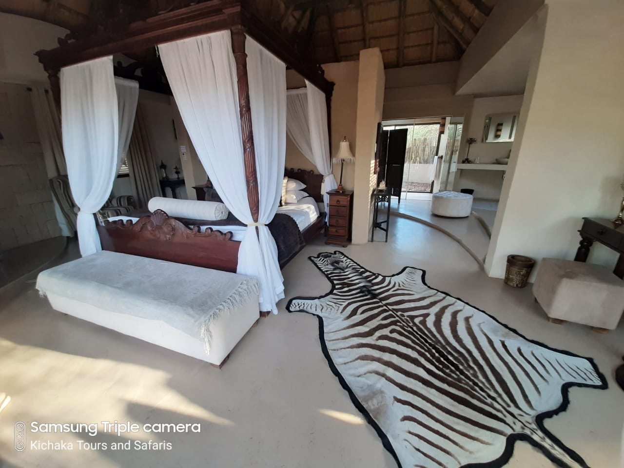 A luxury safari lodge room in South Africa.