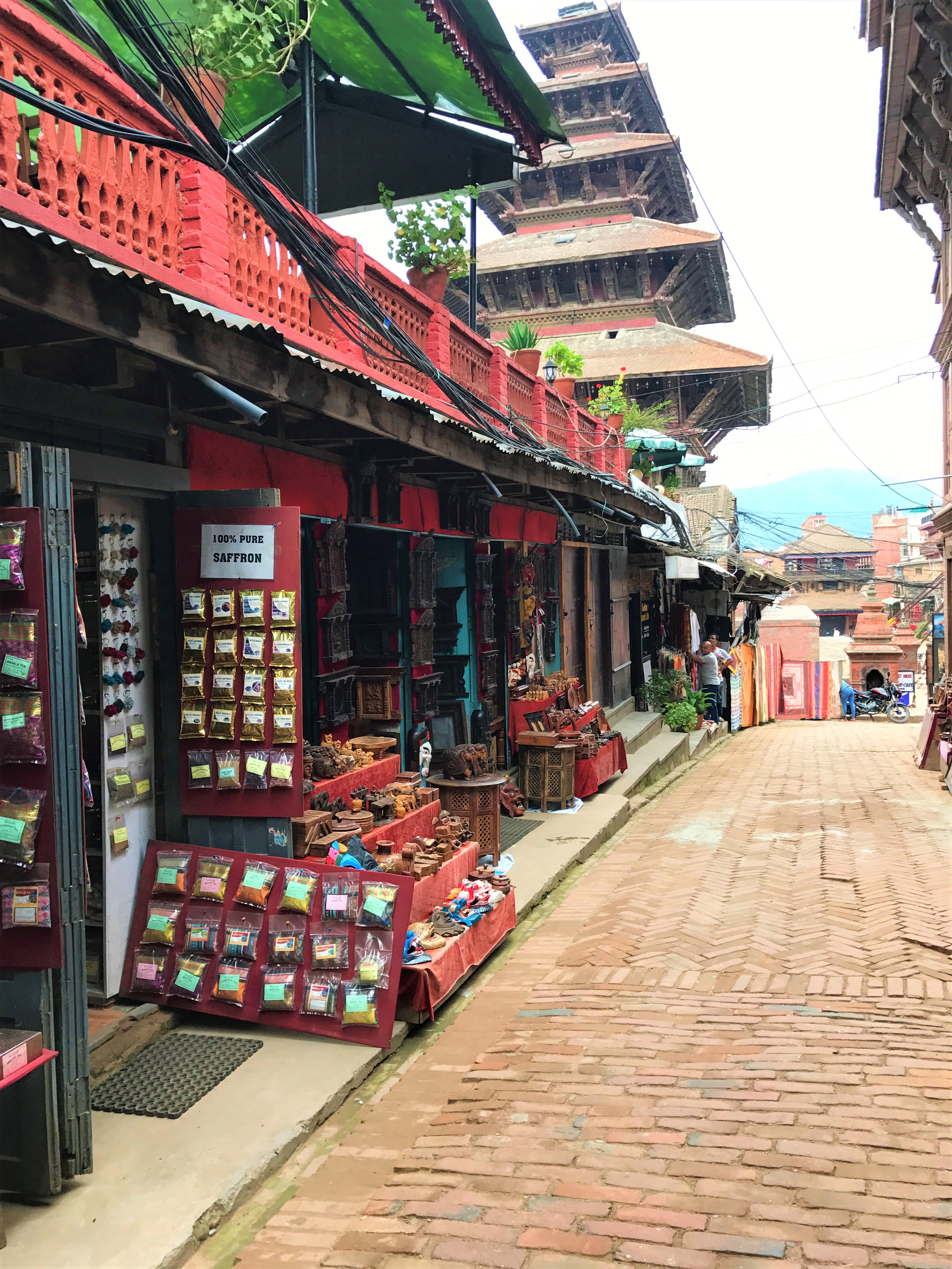 A street view is shown of Bhaktapur.