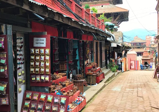 A street view is shown of Bhaktapur.