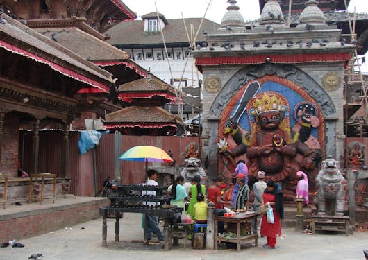 A street view of Kathamandu in India.
