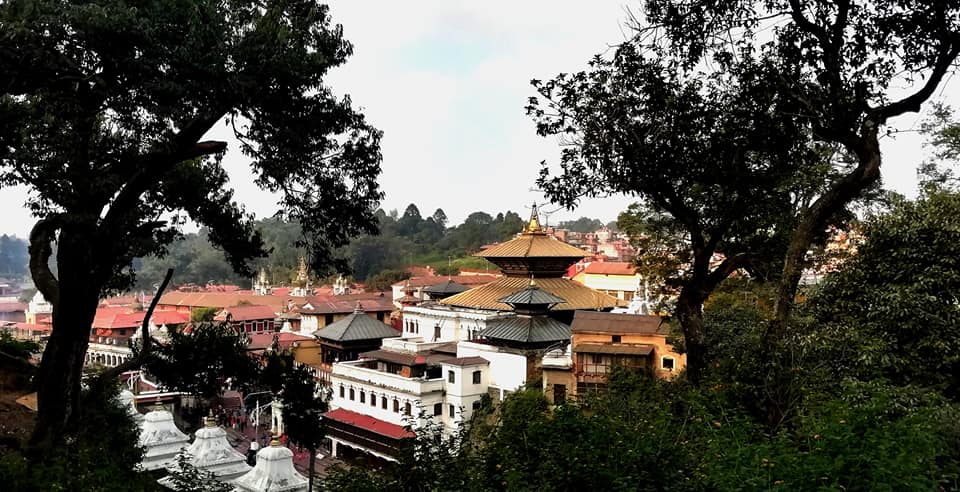 The Pashupatinath Temple is shown in Kathmandu, Nepal.