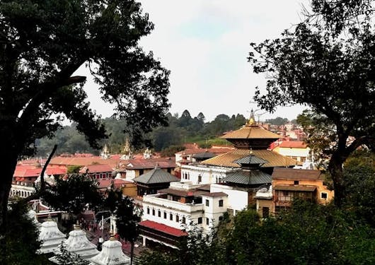 The Pashupatinath Temple is shown in Kathmandu, Nepal.
