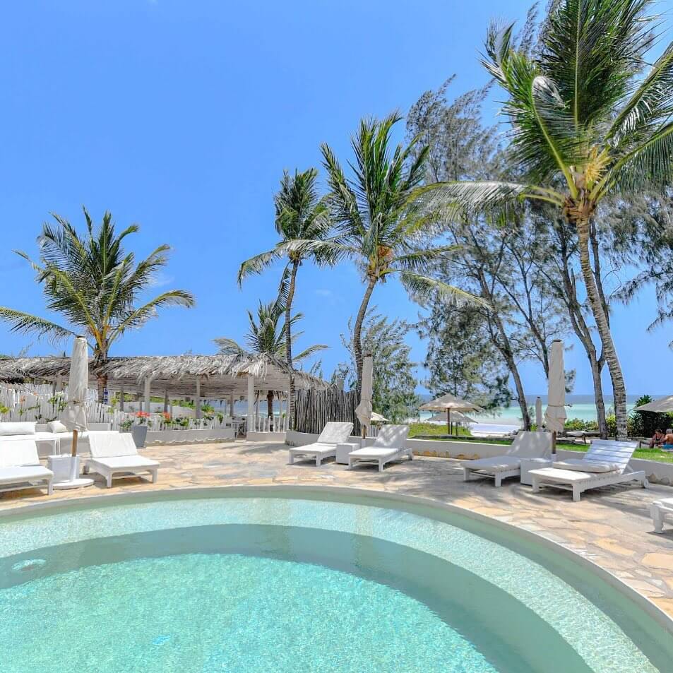 A romantic beachfront stay at an acccommodation in Kenya.