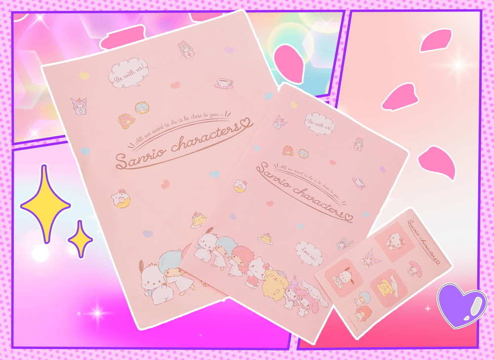 Sheets of the Sanrio Letter set found in the YumeTwins Valentine's Love Story Box
