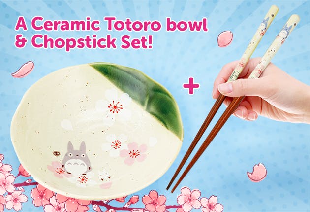 The YumeTwins Ghibli & Sanrio Sakura Surprise has a FREE Cherry Blossom Totoro ceremic dish and chopstick set for the 12 month plan