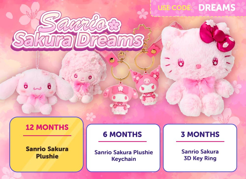 Sign up to YumeTwins with code DREAMS for FREE Japan-exclusive Sanrio Sakura  goodies by 3/15


