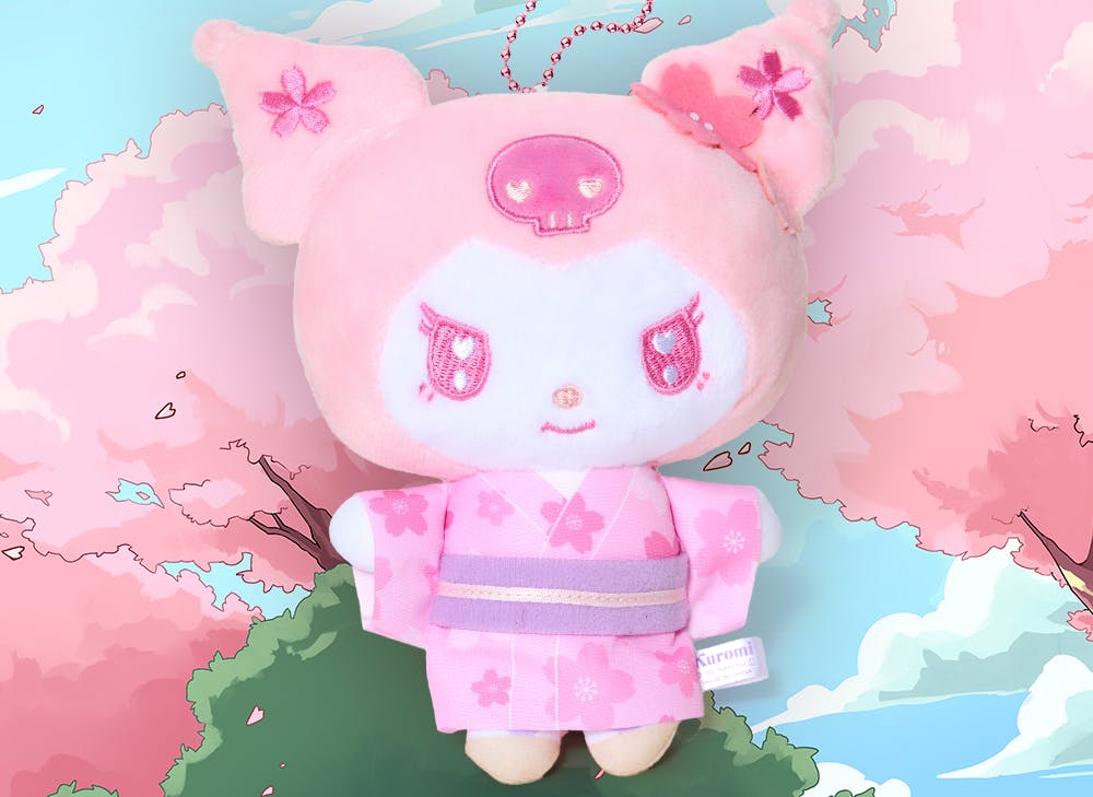 Kuromi Sakura Plushie Keychain from the YumeTwins April Sweet Sakura Party box