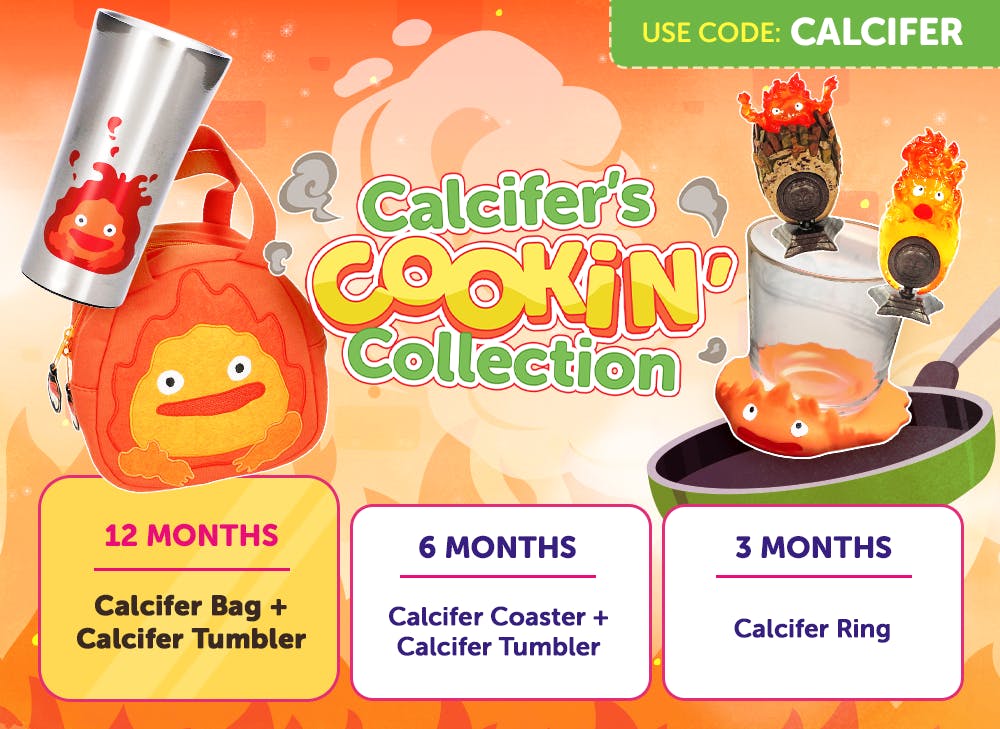 Sign up to YumeTwins with code CALCIFER for FREE Japan-exclusive Ghibli Calcifer goodies!