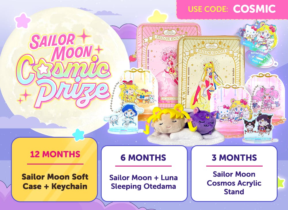 Sign up to YumeTwins with code COSMIC for FREE Japan-exclusive Sailor Moon & Sanrio goodies!