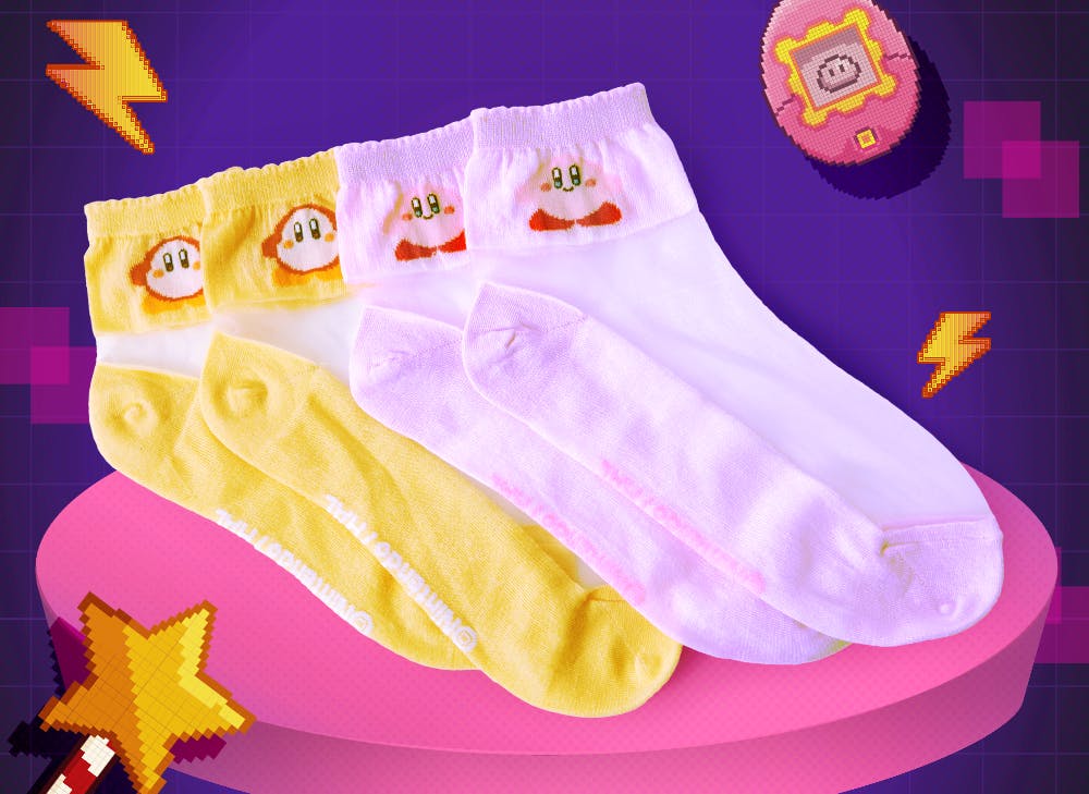 Kirby Socks from the YumeTwins November Arcade Pixel Party  box 


