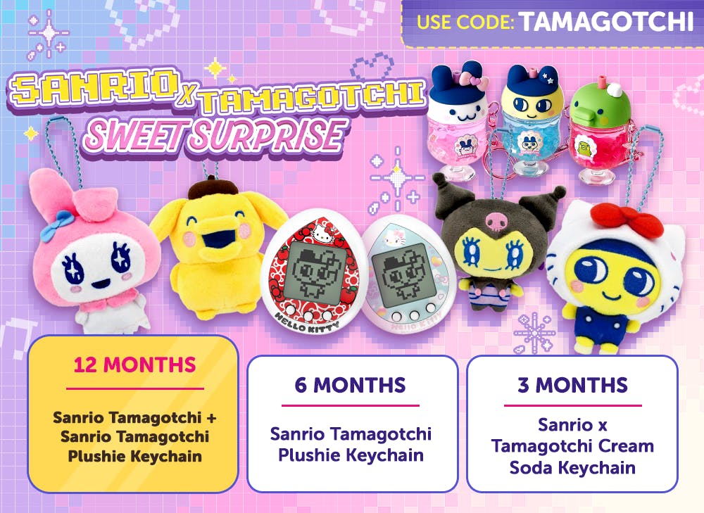 YumeTwins November 2024 promo Sanrio x Tamagotchi Sweet Surprise use the code TAMAGOTCHI  at checkout by 11/15