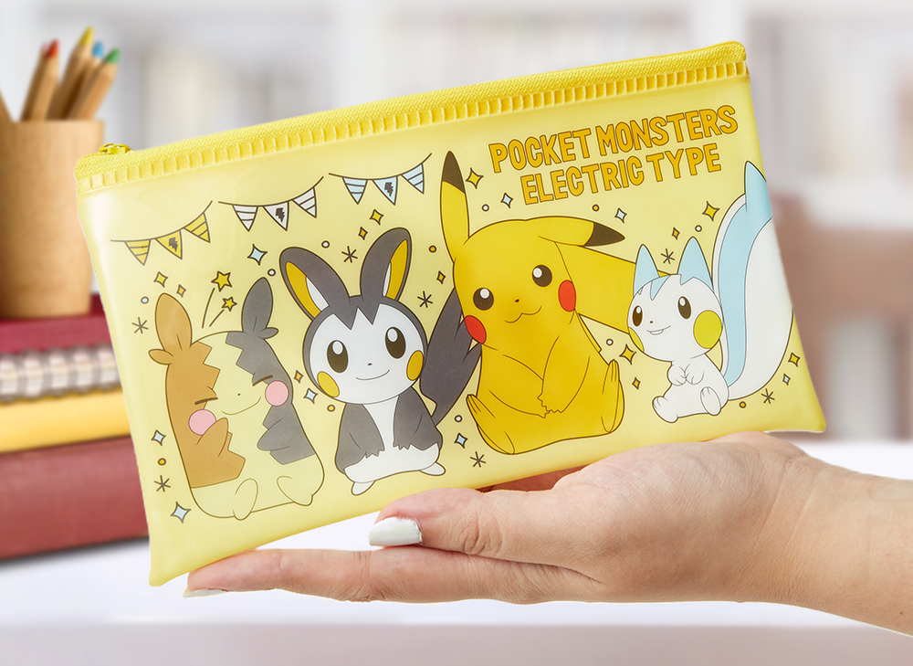 Hand holding up a Pokemon clear pouch 