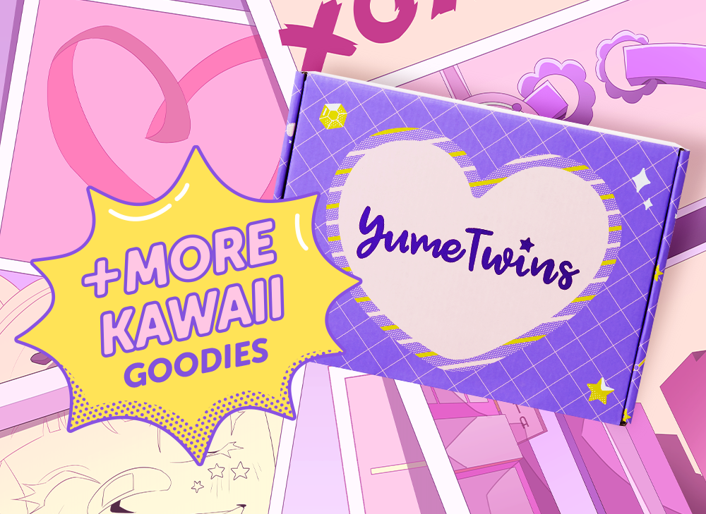 A purple YumeTwins box sits against a kawaii anime background.