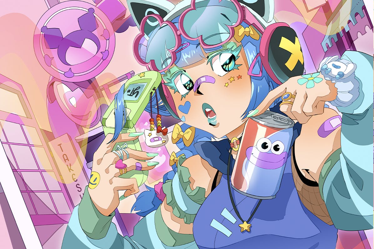 YumeTwins girl dressed in Harajuku decora fashion