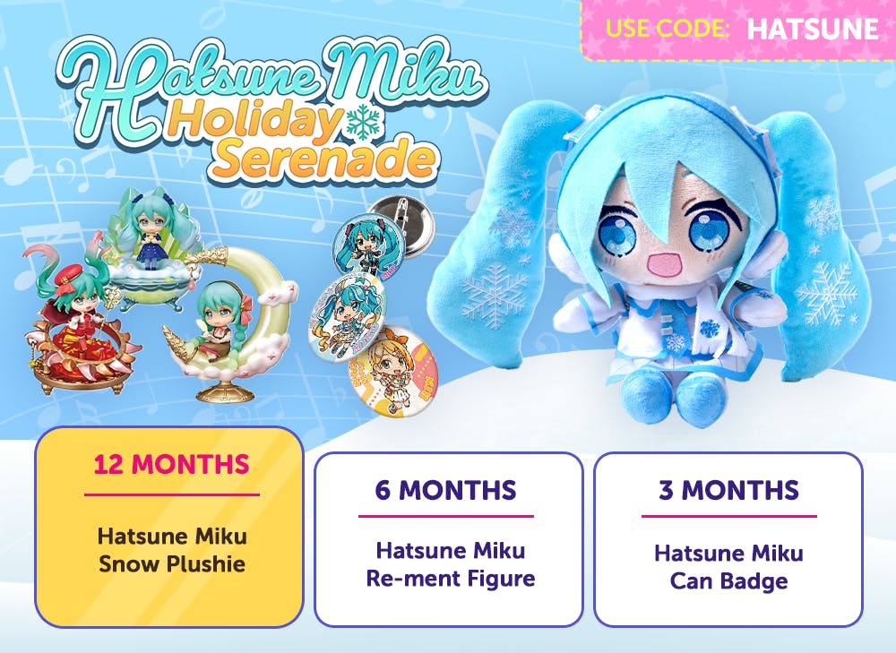 Sign up to YumeTwins with code Hatsune for FREE Japan-exclusive Hatsune Miku goodies by 12/15!