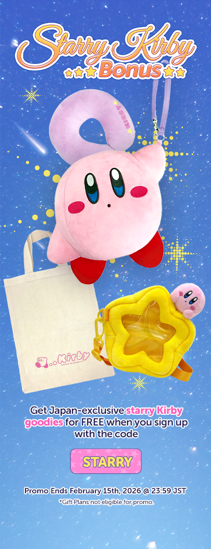 Get Japan-exclusive Kirby goodies for FREE when you sign up with the code: STARRY  Promo Ends February 15th, 2026 @ 23:59 JST