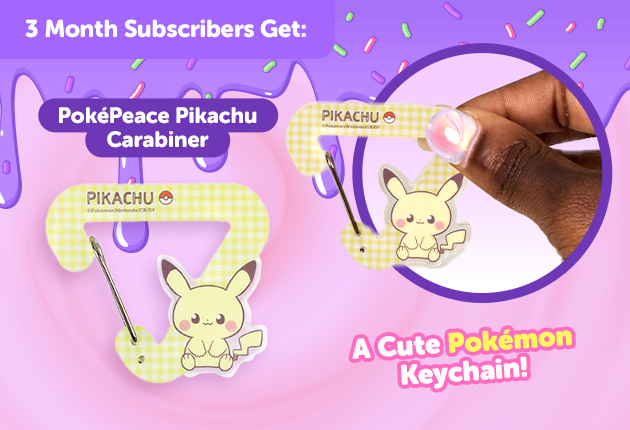 Subscribe to our 3-month plan for Japan-exclusive Pokemon goodies for FREE Pikachu Acrylic Carabiner 