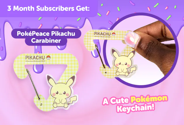 Subscribe to our 3-month plan for Japan-exclusive Pokemon goodies for FREE Pikachu Acrylic Carabiner 