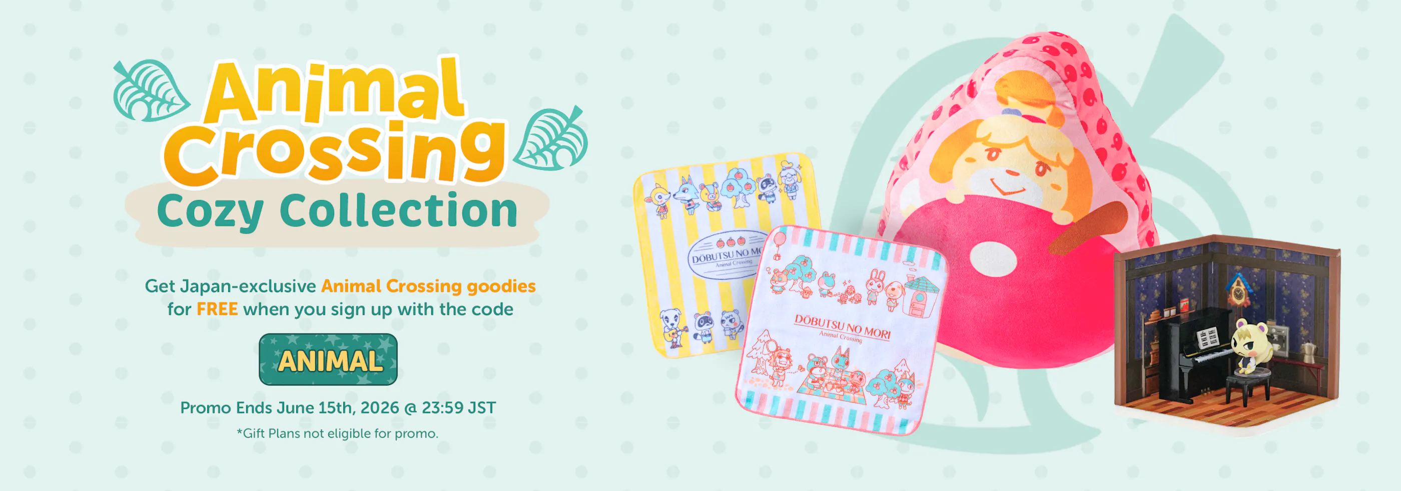 Sign up to YumeTwins with code ANIMAL for FREE Japan-exclusive Animal Crossing goodies!