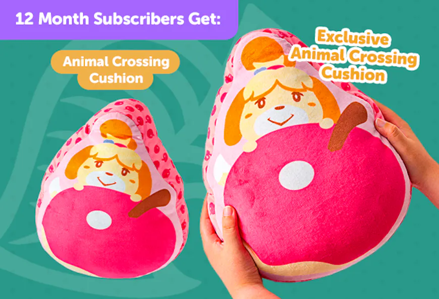 Subscribe to our 12-month plan for Japan-exclusive Animal Crossing goodies for a FREE Animal Crossing Cushion.