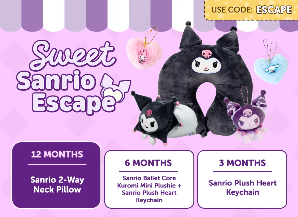 Sign up to YumeTwins with code ESCAPE for FREE Japan-exclusive Sanrio travel goodies by 7/15!