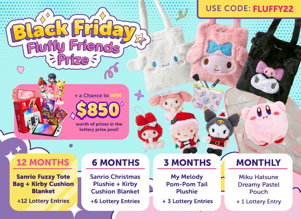 Miku Hatsune Sanrio and My Melody are all part of the Black Friday Fluffy Friends Prize from YumeTwins