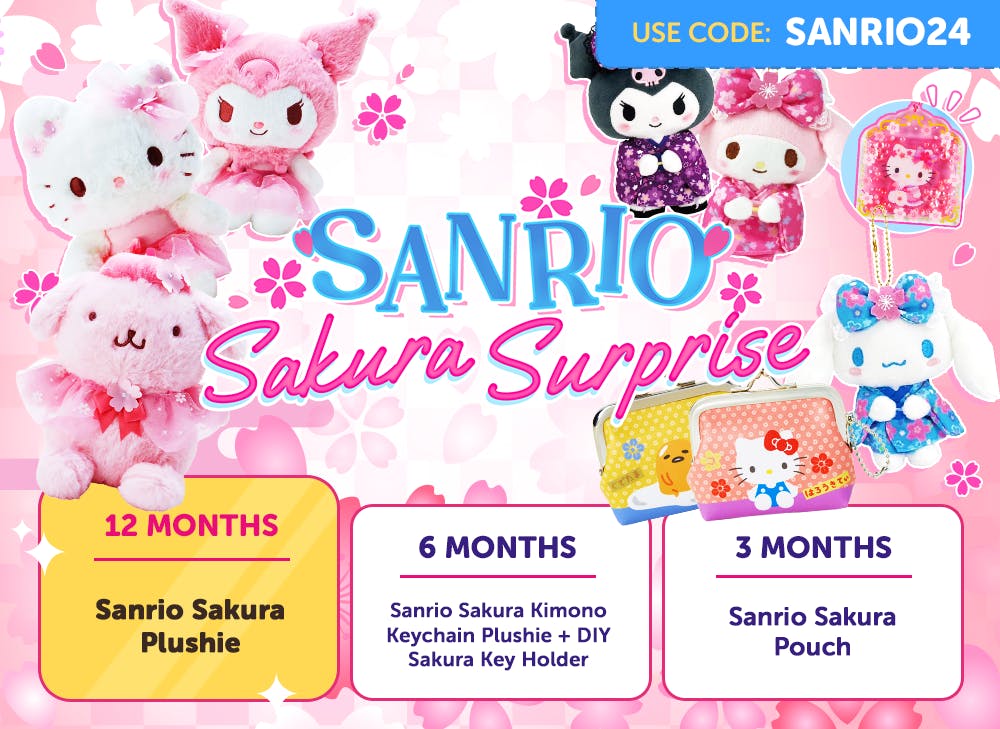 Sign up to YumeTwins with code SANRIO24 for FREE Japan-exclusive Sanrio Sakura Surprise goodies!