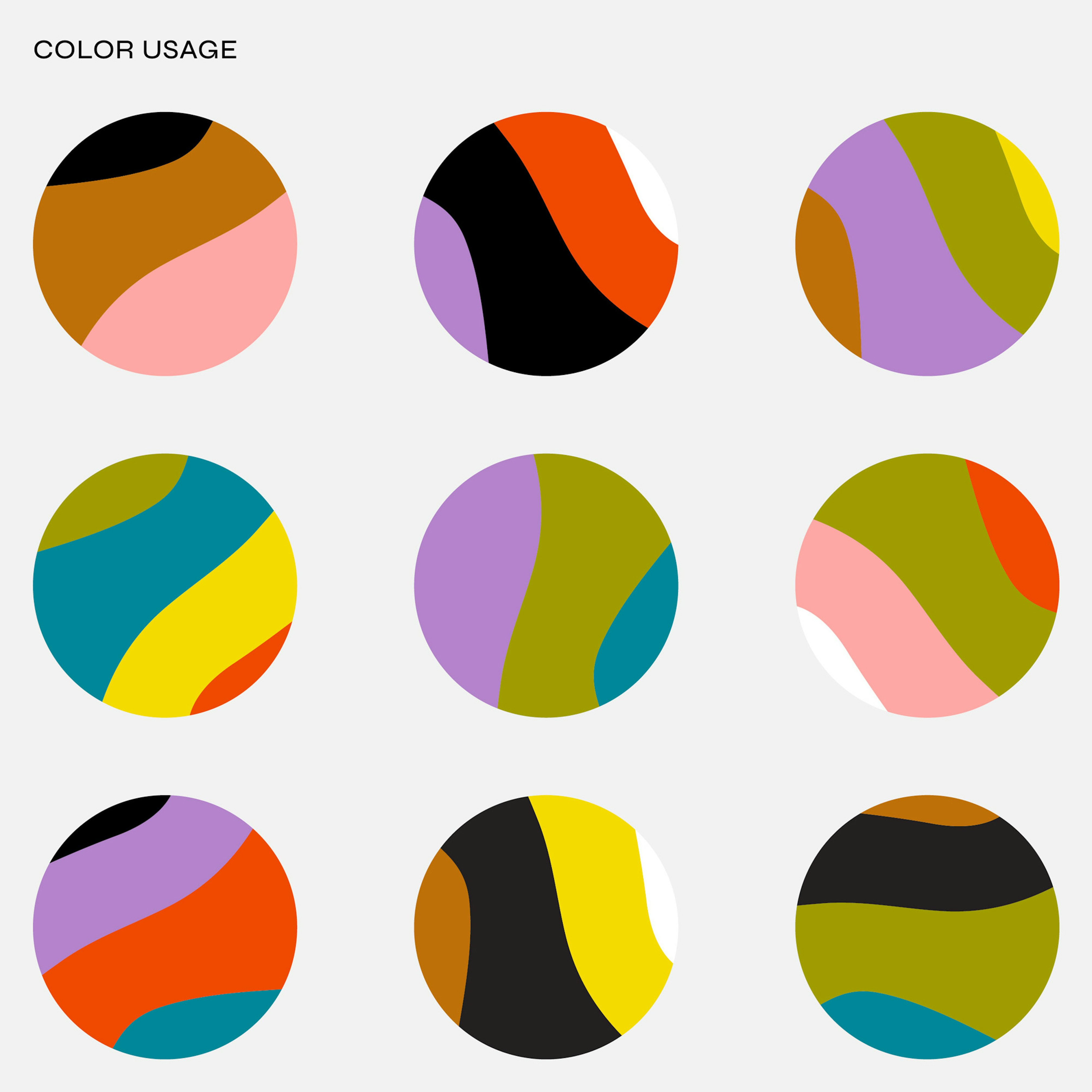 Graphic shows 9 colorful marble-like circles showing different color combinations. 