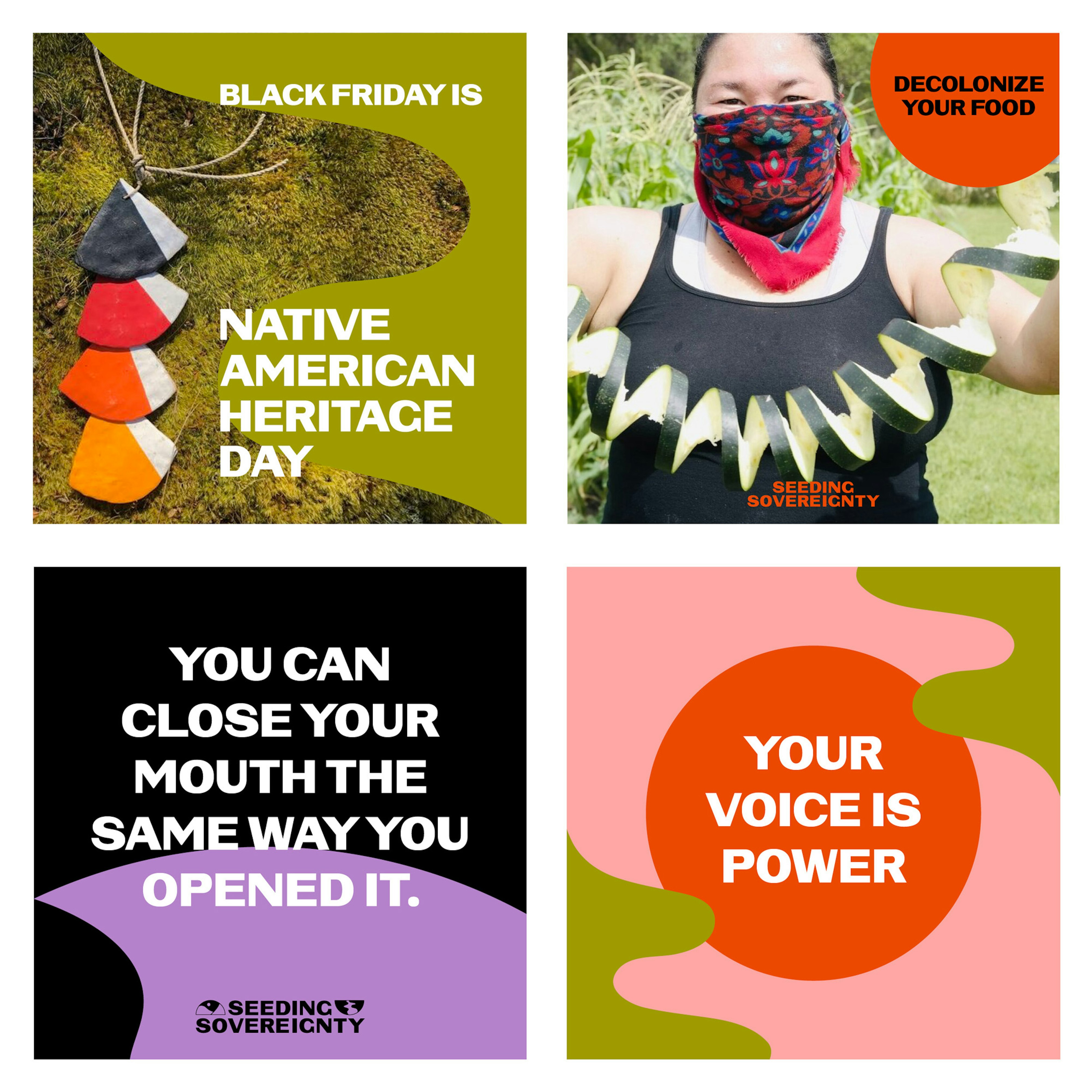 Image shows sample Instagram posts using colorful abstract graphics. 