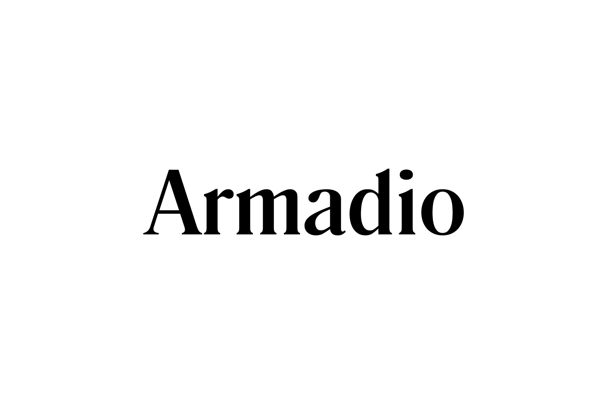 Image shows black text on a white background that reads Armadio.