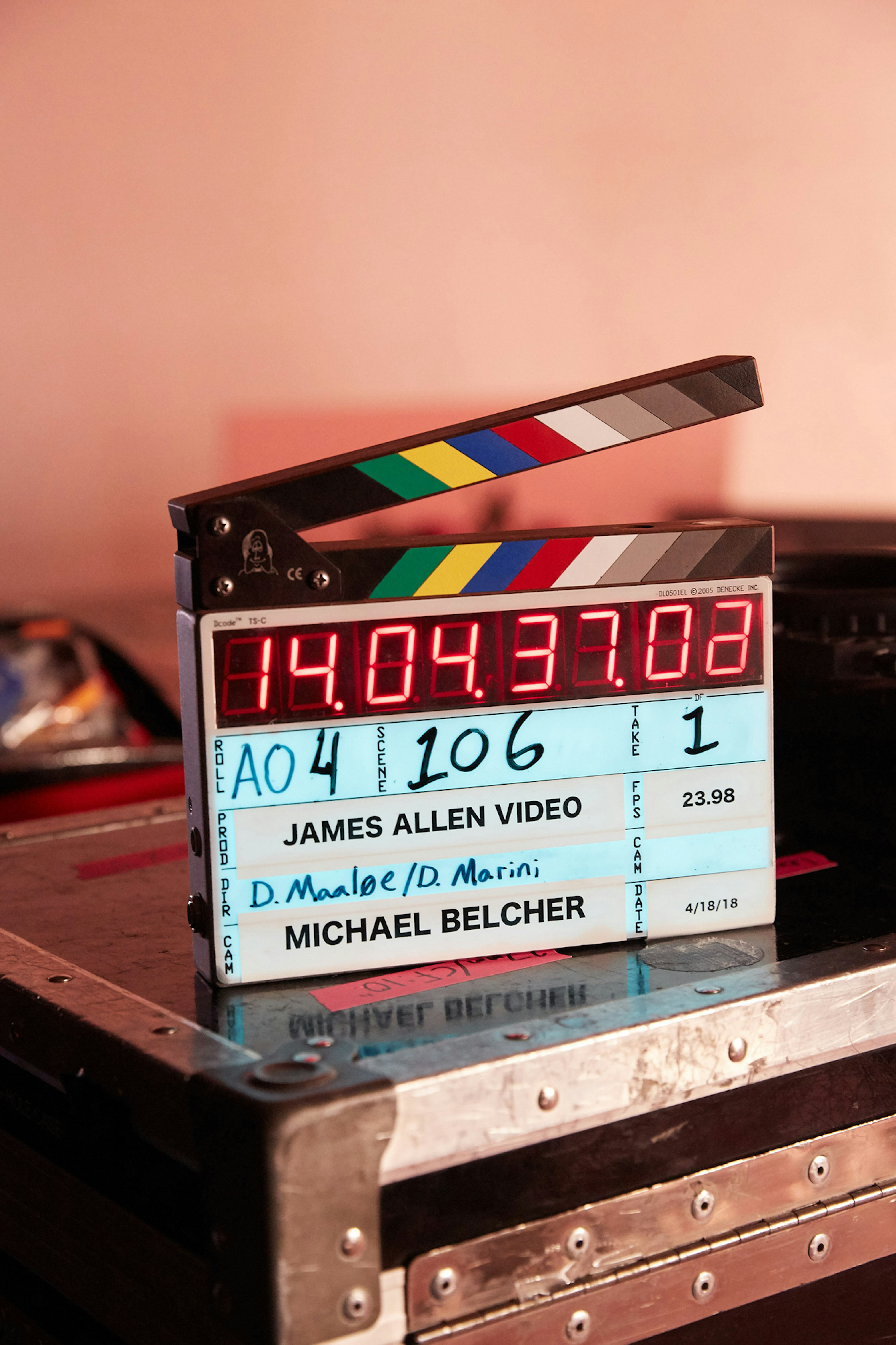 Image showing the clapboard from the influencer video shoot. 