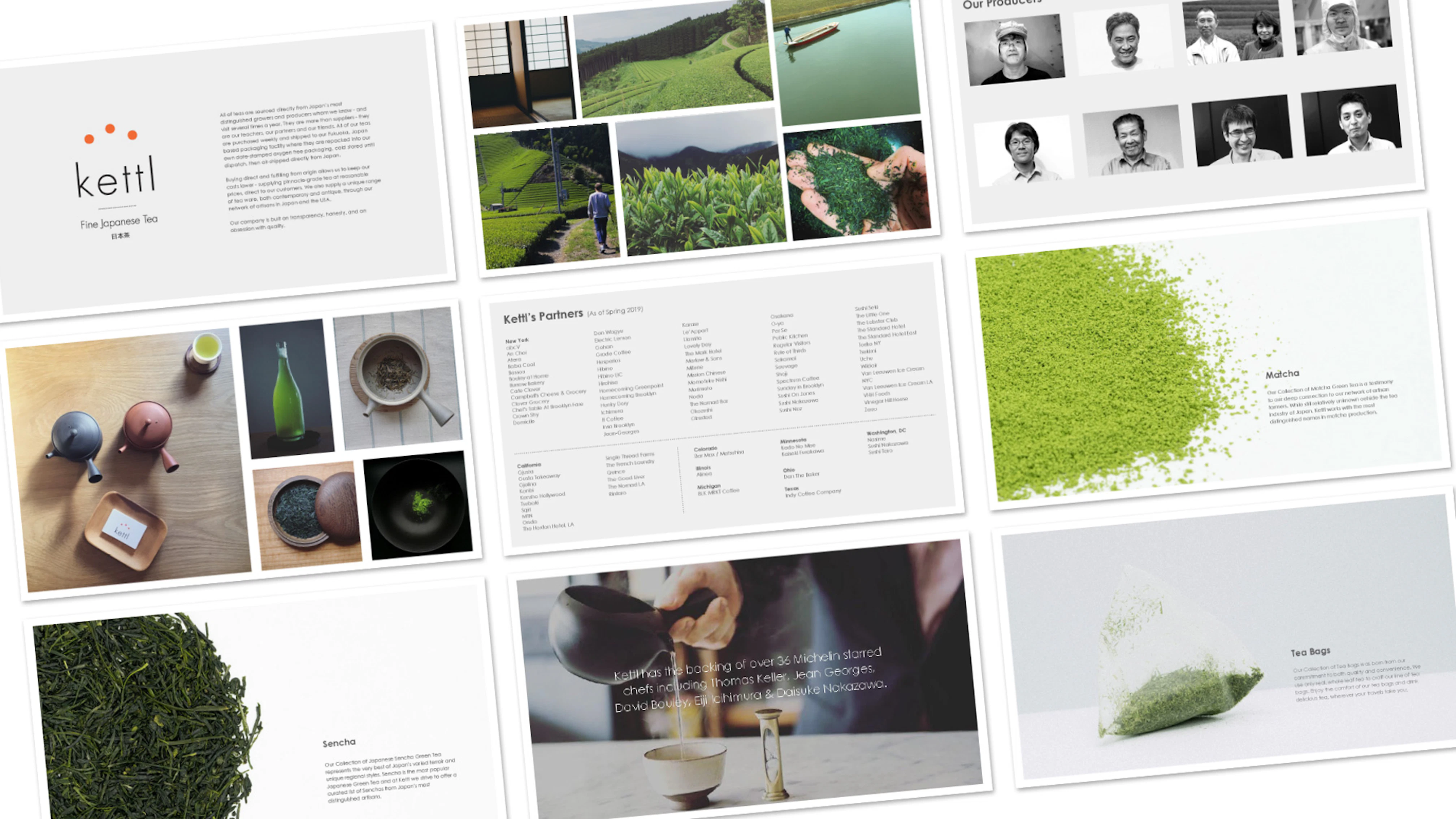 Image showing a grid of print layout talking about Kettl's partners and products.