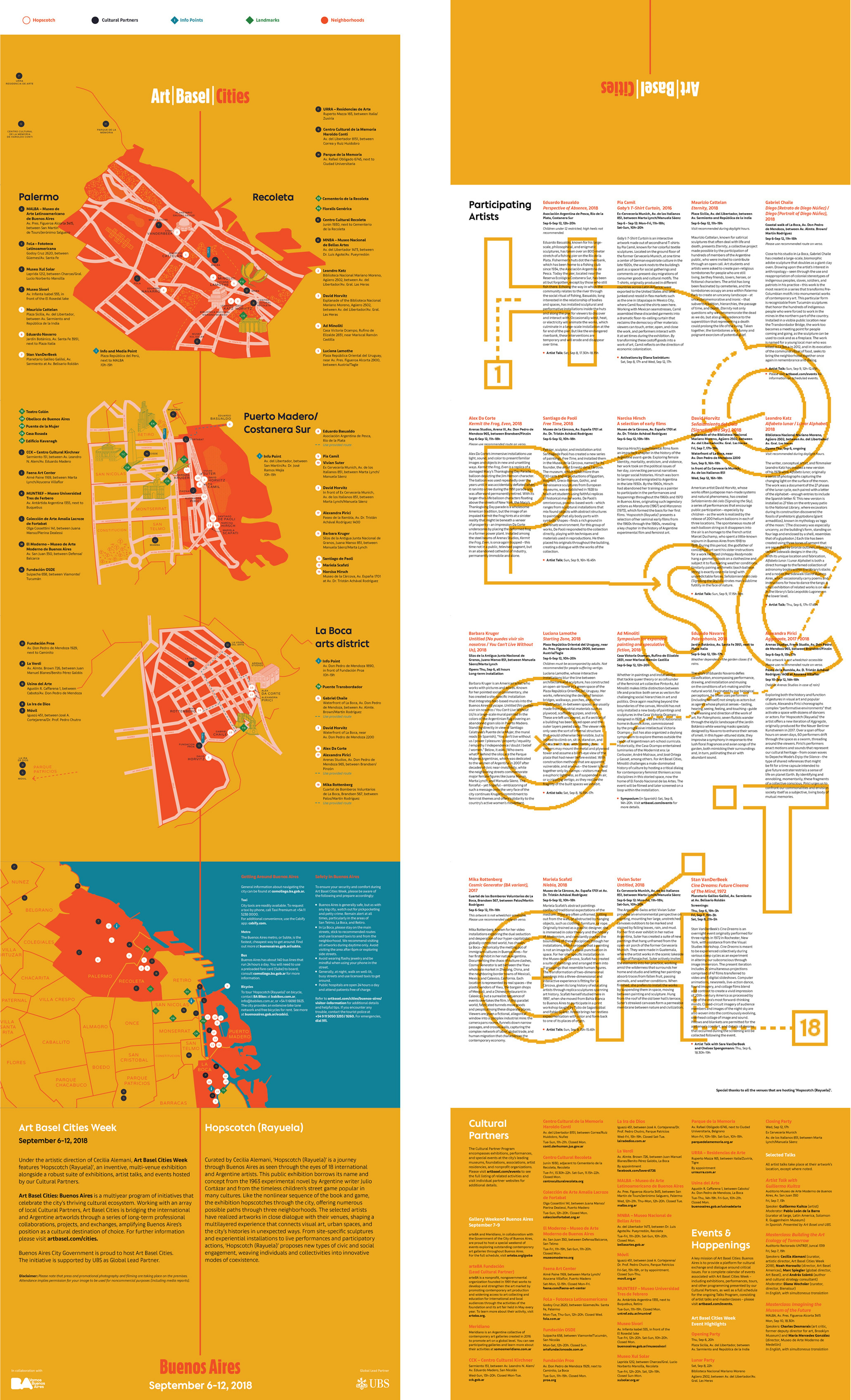 Image showing the illustrated map of Art Basel. The main color is dusty yellow.