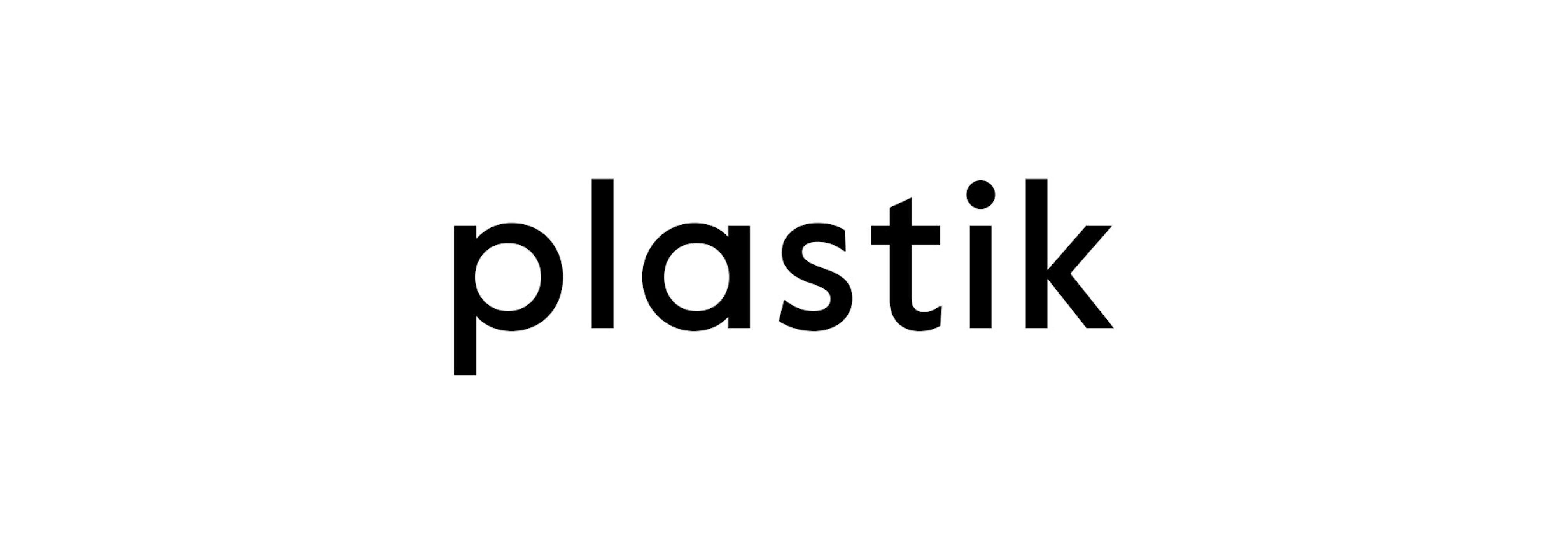 Image shows the Plastik logo, which is the word plastik in lowercase in black, geometric sans serif type.