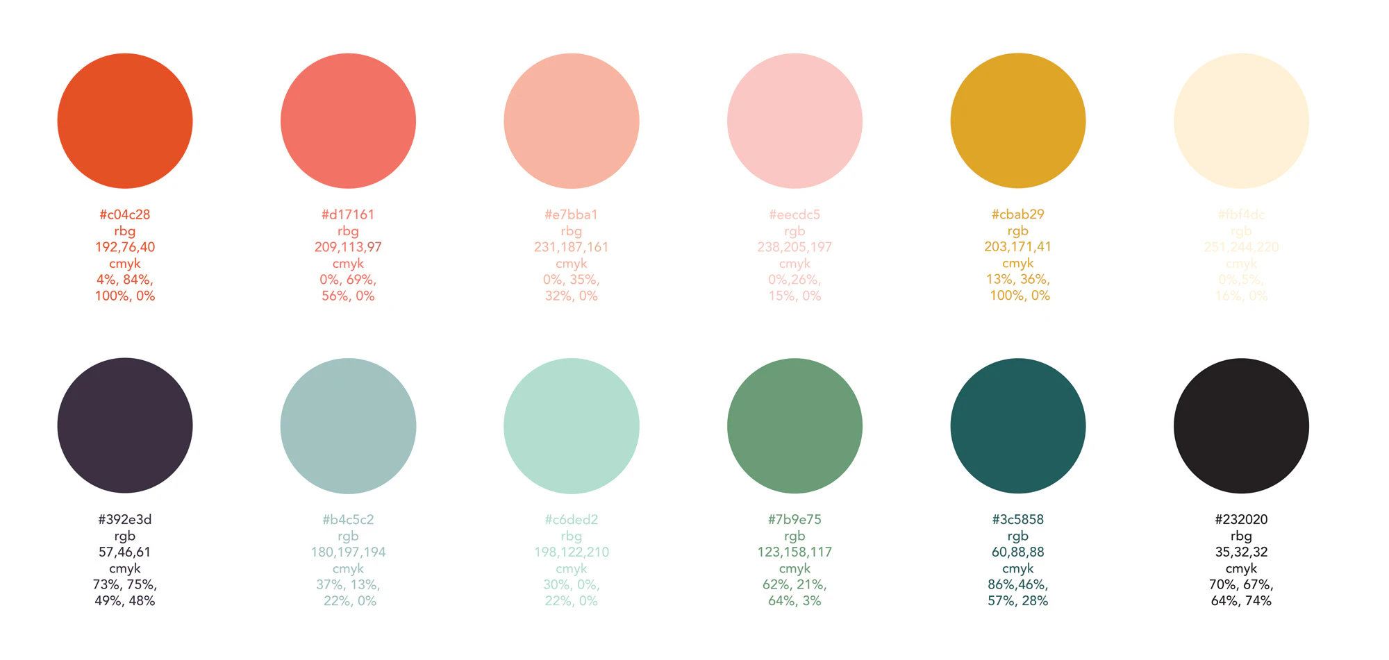 Image showing the books color palette in circles. There is a total of 12 colors.