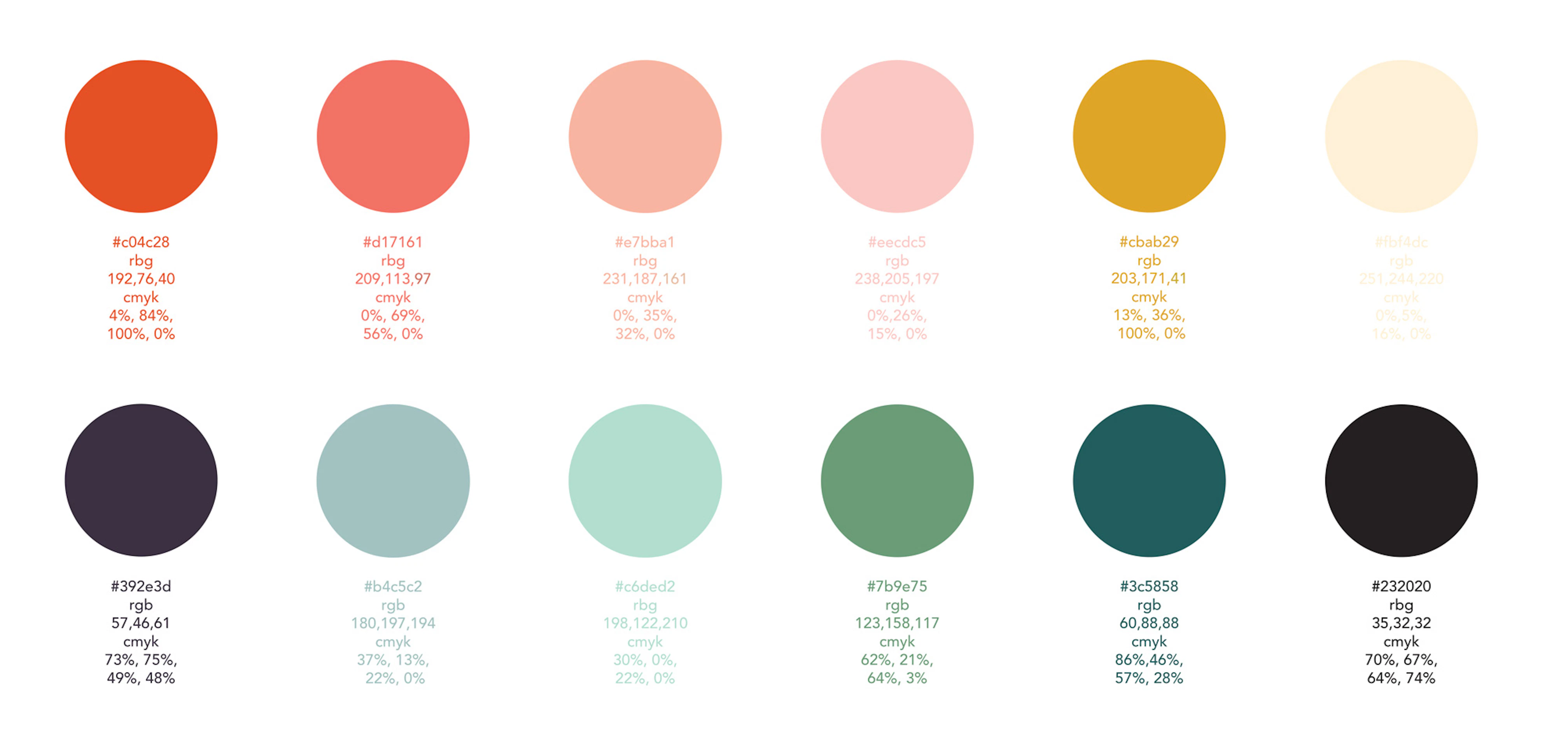 Image showing the books color palette in circles. There is a total of 12 colors. 