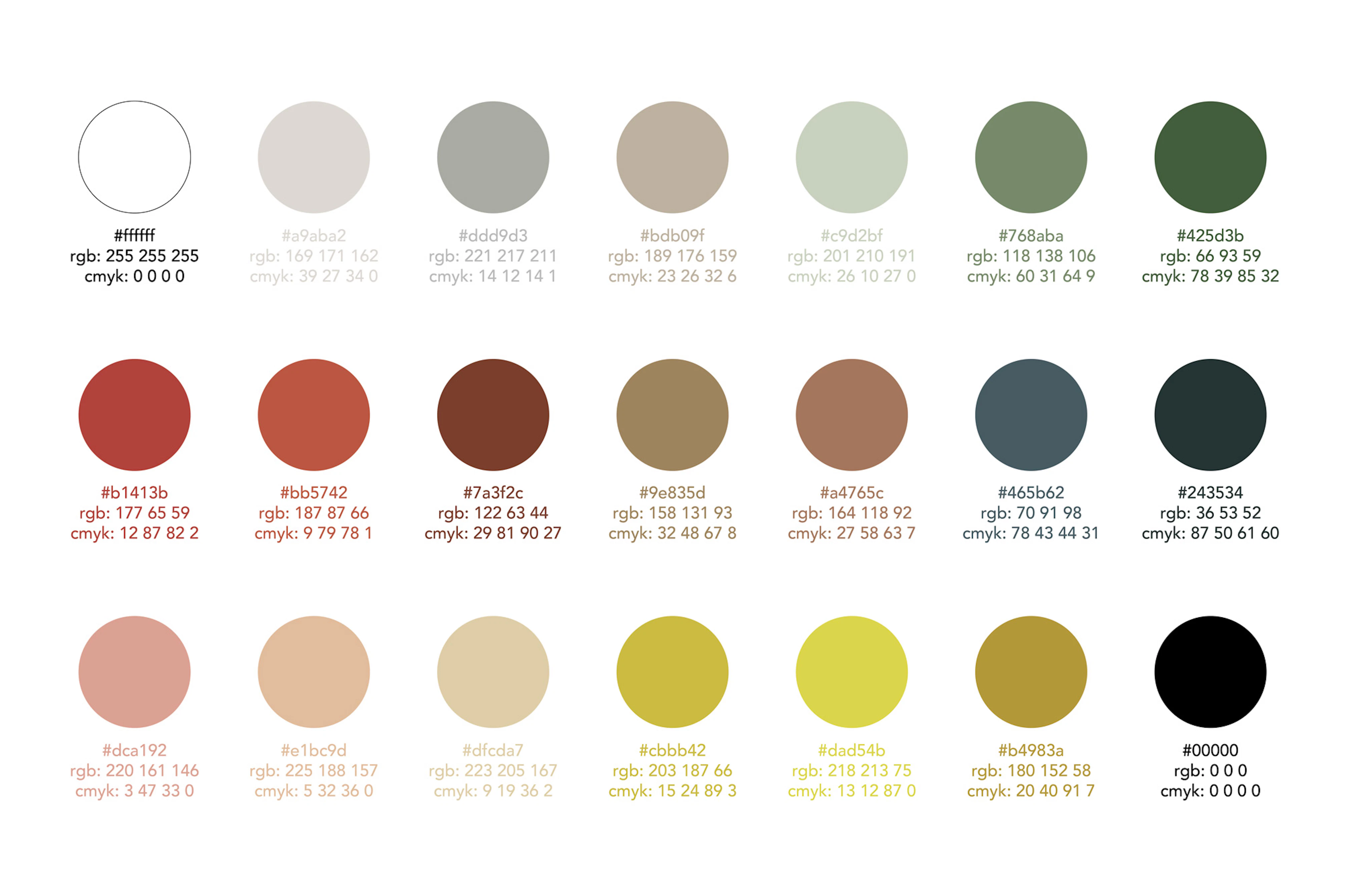 Image showing the brands color palette in rows of circles.