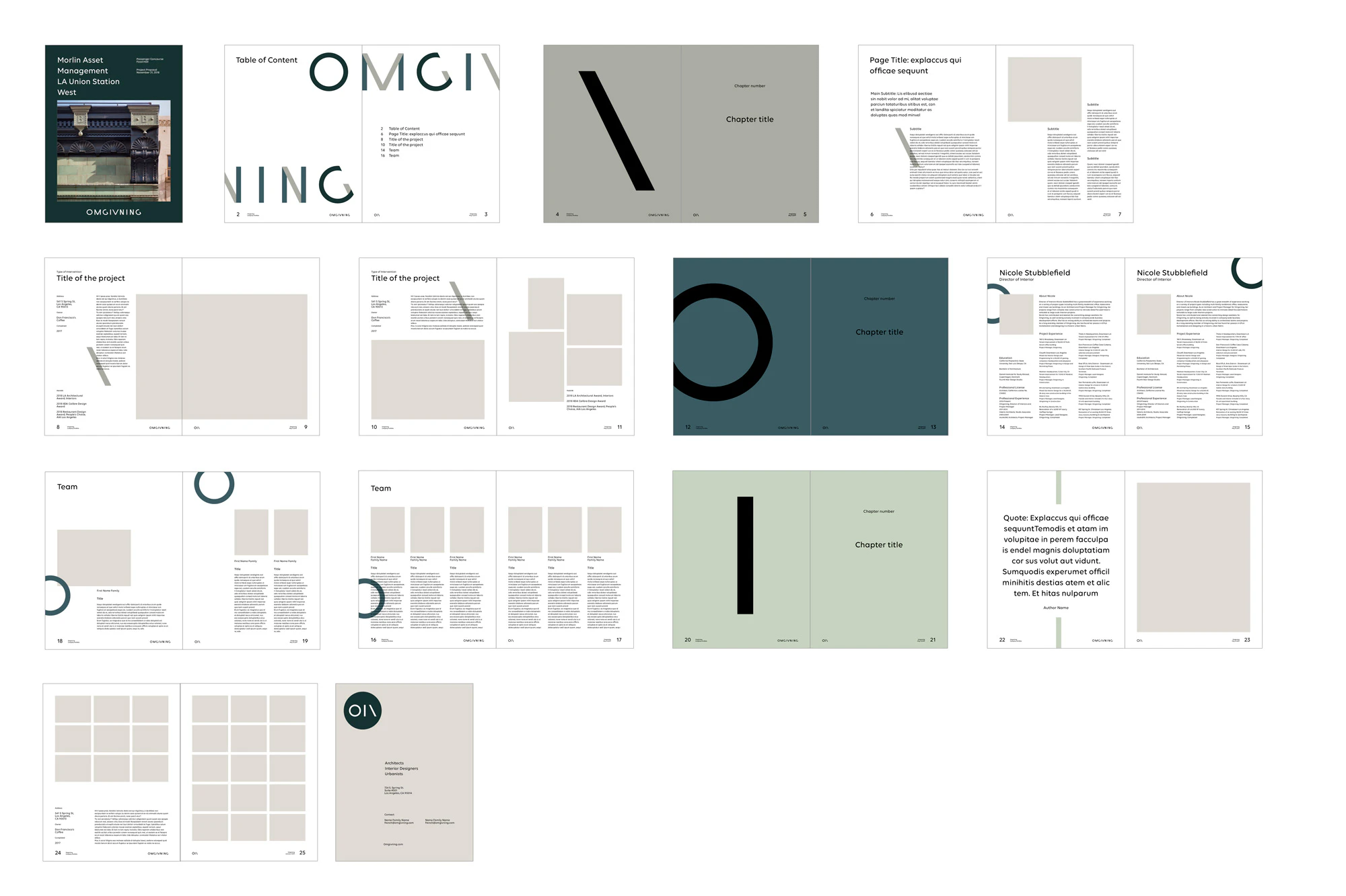 Images showing the layout of an Omgivning publication