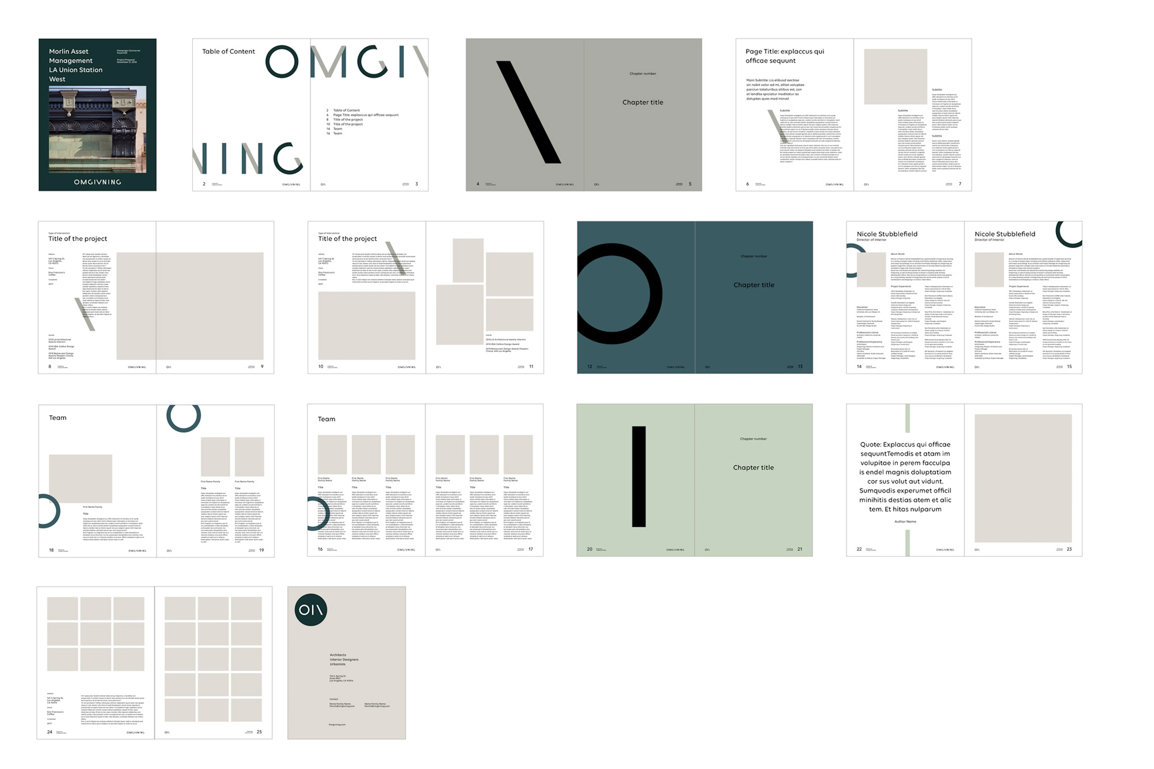 Images showing the layout of an Omgivning publication