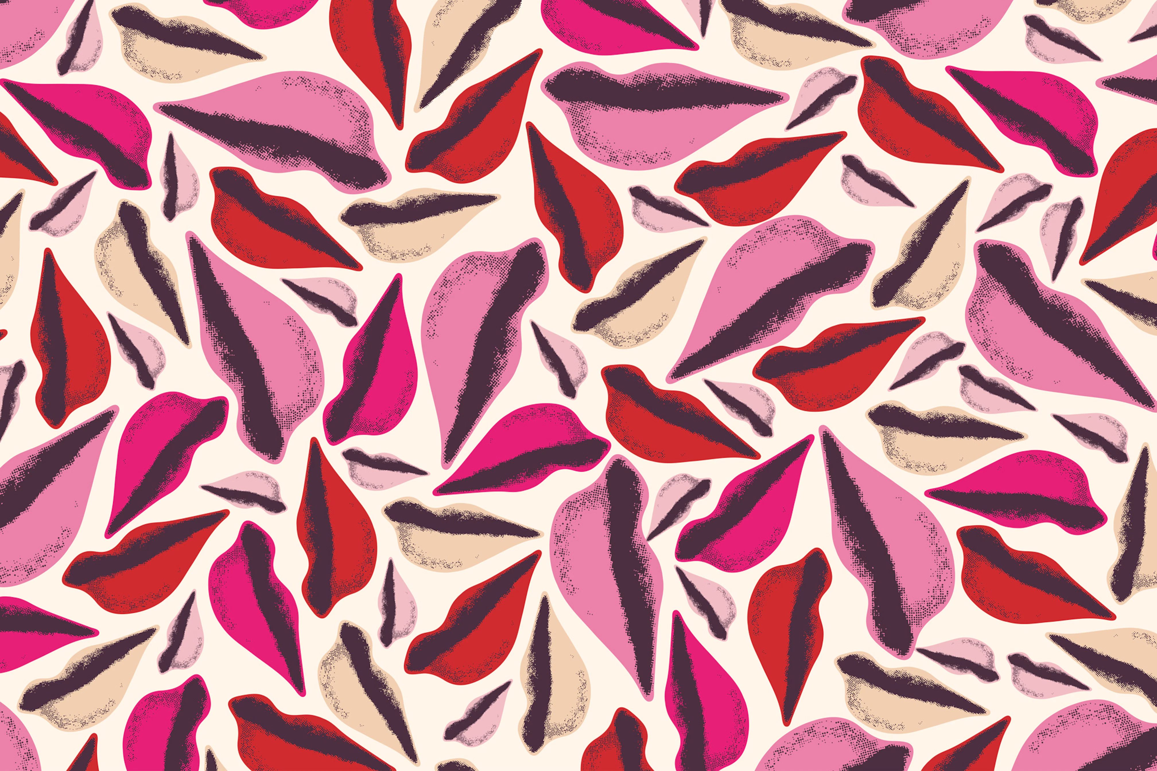 Image showing the brand lips in pink, red, and beige.