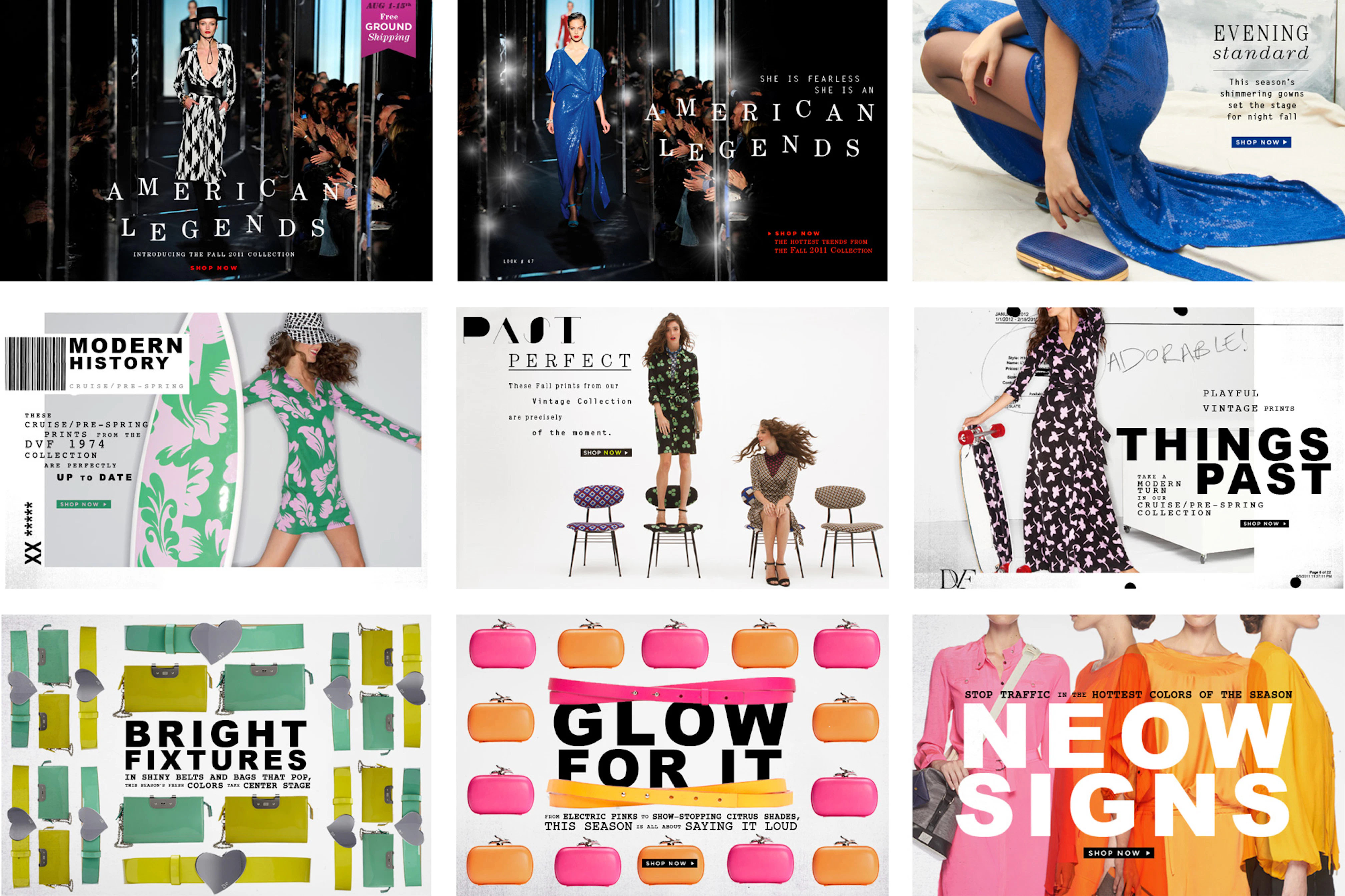 3 x 3 grid image showing content for the e-commerce platform. 
