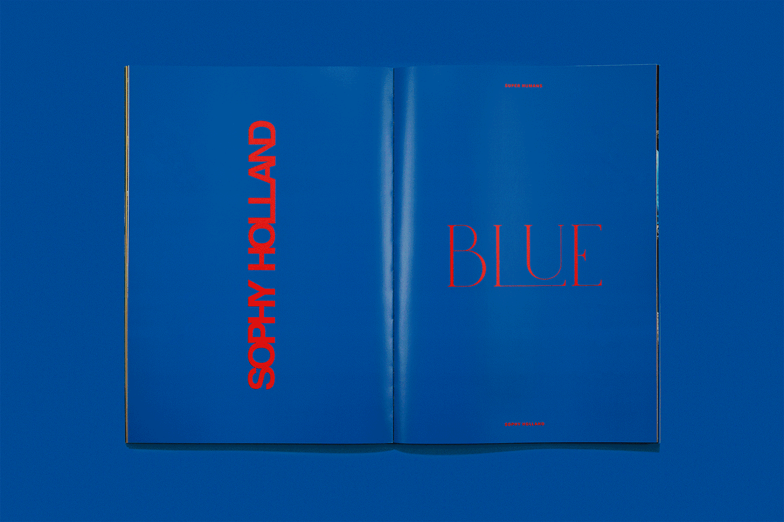 Animation shows flipping through pages of the Sophy Holland Super Humans book on a blue background.